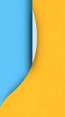 Poster - Minimalist abstract background featuring smooth, curved shapes in vibrant yellow and calming blue, creating a modern and visually appealing design with a touch of elegance