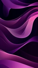 Poster - Abstract purple and pink waves are flowing smoothly creating a visually appealing design on a black background, perfect for various design projects