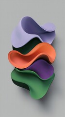 Poster - Colorful abstract shapes are creating a visually appealing wavy pattern, adding a touch of modern art and design to a simple gray background