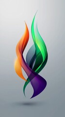 Poster - Colorful abstract waves intertwining and creating a dynamic and vibrant design against a neutral gray background, conveying a sense of energy, fluidity, and modern aesthetics