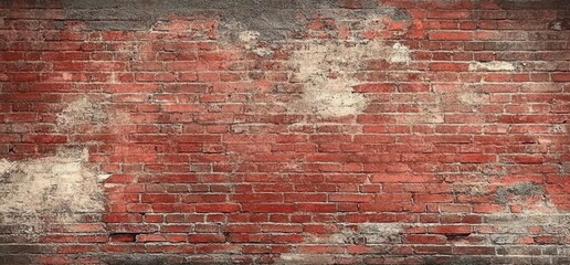 Poster - Red Brick Wall Texture Background: Aged and Weathered Brick Surface