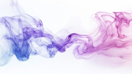 Poster - Colorful smoke is swirling and mixing, creating a mesmerizing abstract pattern against a clean white backdrop, perfect for backgrounds and design elements