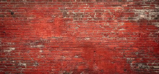Poster - Red Brick Wall Texture Background: Grunge Vintage Aged Weathered Rustic Old Wall Surface