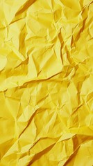 Poster - Close-up view capturing the intricate texture and dynamic wrinkles of a crumpled yellow paper sheet, creating a vibrant abstract backdrop with a rough, artistic feel