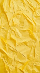 Poster - Filling the frame, crumpled yellow paper forms a textured background, suitable for various design and artistic applications, with its wrinkles and folds adding depth and visual interest