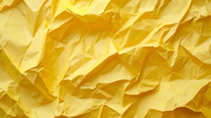 Poster - Crumpled yellow paper creates an abstract textured background, presenting a vibrant and unique surface ideal for various design projects and applications