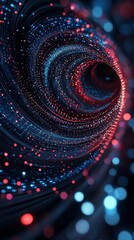 Poster - Fiber optic cables swirling and creating a futuristic tunnel with glowing bokeh effect, representing data transmission, network connection, and technological advancement