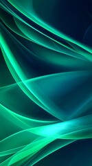 Poster - Green and blue light trails create a dynamic and flowing abstract composition against a dark background, evoking a sense of energy and movement