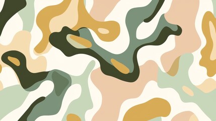 Poster - Organic flowing shapes in a seamless pattern create a calm and natural aesthetic, perfect for backgrounds, textiles, or any design project seeking a touch of nature-inspired artistry