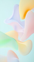 Poster - Floating gently on a light blue background, abstract pastel color blobs create a soft, dreamy atmosphere, embodying a modern art style that feels both elegant and vibrant