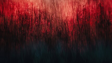 Wall Mural - abstract background of tall dark trees with red and black color gradient ideal for themes of emotion