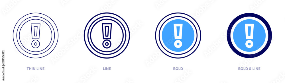 Exclamation mark formality icon in 4 different styles. Thin Line, Line ...