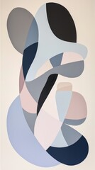 Poster - Modern abstract art featuring overlapping rounded shapes in a palette of pastel colors, creating a harmonious and visually engaging composition