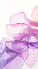 Poster - Alcohol ink painting creating abstract purple and pink flowing shapes on a white background, perfect for backgrounds, wallpapers, or artistic projects
