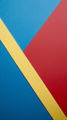 Poster - Colorful abstract background is created by intersecting lines of blue, yellow, and red construction paper forming geometric shapes, providing a vibrant backdrop for creative projects