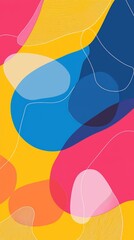 Poster - Colorful abstract background featuring overlapping organic shapes and flowing lines, creating a modern and vibrant design, perfect for various creative projects