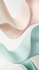 Poster - Smooth, undulating shapes in pastel pink, peach, and mint green create an abstract composition against a clean white backdrop, evoking fluidity and modern elegance