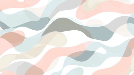 Poster - Soft pastel hues of pink, blue, and beige blend seamlessly in a mesmerizing abstract wave pattern, creating a dynamic and flowing background that evokes a sense of tranquility and movement