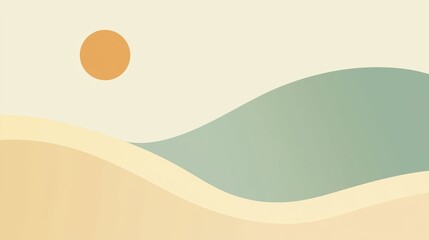 Poster - rolling hills, gently illuminated by soft light, create a serene and minimalist landscape beneath a 