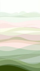 Poster - soft, undulating waves flowing in soothing shades of green and pink create a tranquil and abstract l
