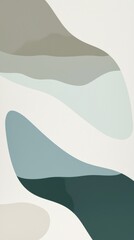 Poster - Modern abstract background showcasing a dynamic composition of flowing organic shapes in various shades of green and blue, creating a sense of fluidity and movement