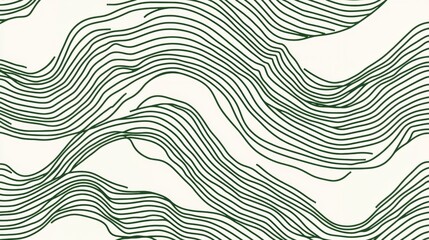 Poster - Flowing green lines create a stunning wavy pattern, ideal for backgrounds, wallpapers, and various decorative projects, enhancing modern and minimalist designs with elegance
