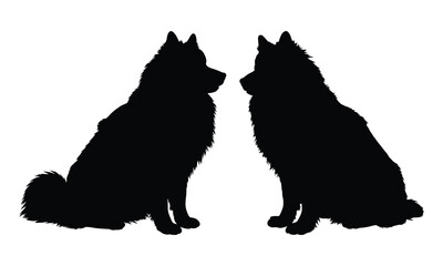 Fototapete - Different pose of Dogs Silhouettes vector collection with white background