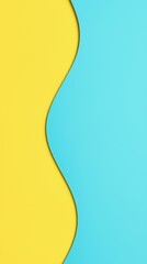 Poster - Minimalist composition featuring a wavy shape dividing the frame into vibrant yellow and blue sections, creating striking visual contrast for modern design projects