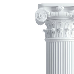 Poster - A close-up view of a detailed white ionic column capital and shaft against a black background.