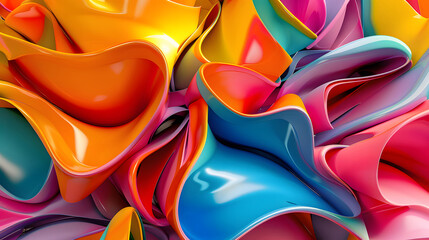 Poster - a 3d illustration of twisted colorful shapes, generative ai