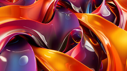 Poster - a 3d illustration of twisted colorful shapes, generative ai