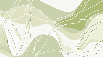 Poster - Abstract green and white background design with intertwined lines flowing across the canvas, creating a sense of movement and depth, suitable for various design projects