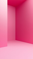 Poster - Creating a serene pink room corner with a soft light gradient, establishing an abstract minimalist space perfect for modern architectural backgrounds and elegant interior designs