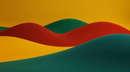Poster - Smooth, undulating shapes in vibrant green, red, and yellow create a dynamic and visually appealing abstract background, perfect for modern design projects