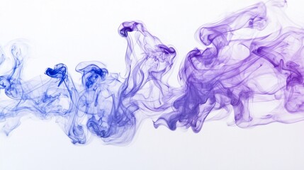 Poster - Colorful smoke is creating abstract shapes with a gradient of purple and blue on a white background, perfect for backgrounds or design elements