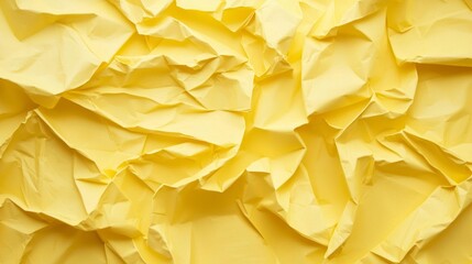 Poster - Full frame close-up of crumpled yellow paper creating a textured and abstract background, suitable for various design and artistic purposes