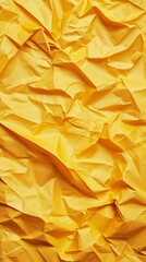 Poster - Vibrant yellow crumpled paper creates an abstract textured background, featuring intricate wrinkles and folds that add depth and visual interest to the design