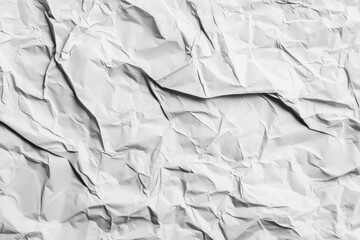 Poster - Crumpled white paper fills the frame, creating a textured and abstract background with its wrinkled and messy surface. The design offers a unique, monochrome aesthetic