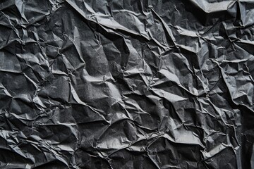 Poster - Crumpled black wrapping paper creates a textured, abstract background, enhancing depth and visual interest for design projects like websites, posters, and packaging