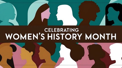 Illustration of a group of people silhouettes Women History month ai generative