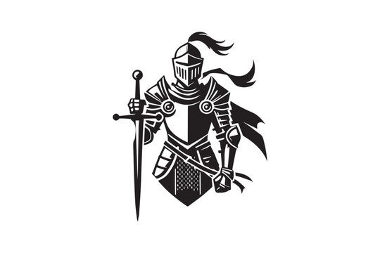  black-and-white simple Knight vector silhouette 