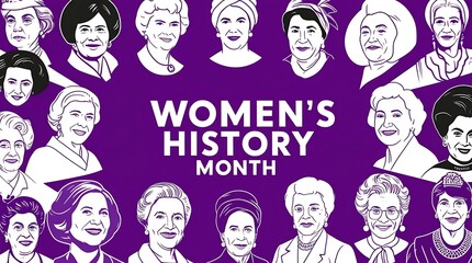 Wall Mural - illustration of a girl with a lot of hair women history month