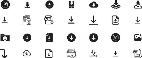 Poster - FIle download icon set, cloud download, download, icon, file, web, website, symbol, app, arrow, document, design, computer, concept, vector, down, internet, data, button, technology.