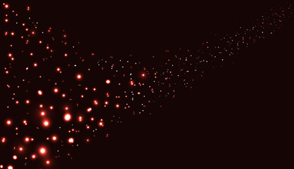 abstract red glowing shine light particles on black background