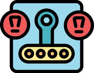 Poster - Control panel featuring warning lights and lever switches, symbolizing industrial automation and process monitoring