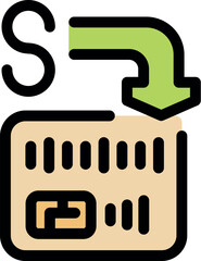 Poster - Cashback credit card payment receiving icon with dollar sign and green down arrow