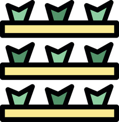 Poster - Hydroponic shelves system growing small plants in a greenhouse environment, optimizing space and resources for efficient agriculture
