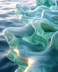 Poster - Dynamic fluid overlay waves coastal waters abstract textures natural environment close-up viewpoint artful concept