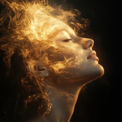 Poster - Ethereal light portrait of a woman studio setting creative soft textures artistic expression