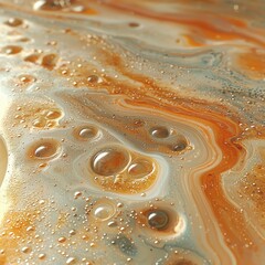 Poster - Fluid overlay creative textures and details in abstract orange and blue environment artistic close-up view